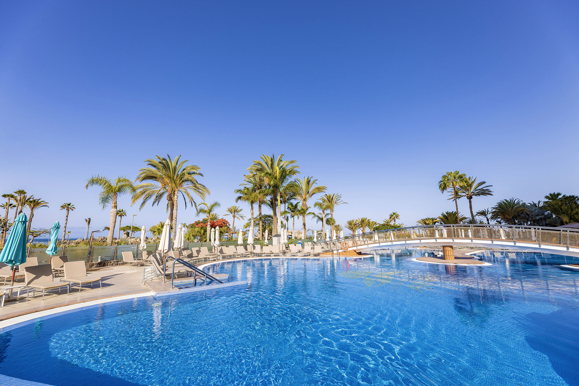 Outdoor Children’s pool with water slide with views Anfi del Mar Resorts